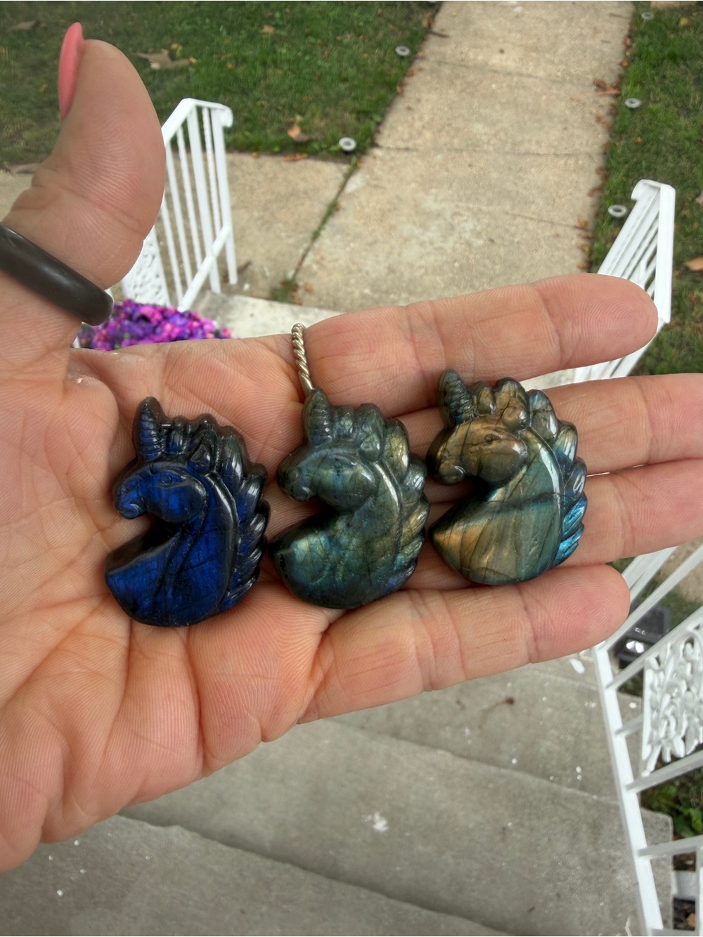 Set of 3 High-Quality Labradorite Unicorns